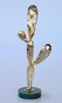 Small Metal Cactus On Marble Stand – 31.5X12.5CM