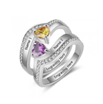 NJ506-CRI103702 Sterling Silver Personalized Names & Birthstones Ring