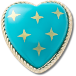 Turquoise And Gold Heart Jibbitz - Multi Osfa