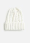 Chunky Mixed Marl Cable Knit Beanie - White