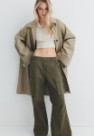 Canvas Cargo Trousers - Dark Khaki Green
