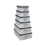 6 Piece Delicatesse Boxes With Metal Corners Set Black & White