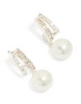 Silver Plated Cubic Zirconia Illusion Pearl Drop Earrings