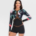 Women's Tropic Vibes Long Sleeve Boxer Swimwear - XL