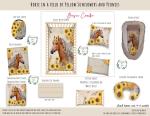 Cot Duvet Bedding Horse Horse In A Field Of Yellow Sunflowers And Peonies Set