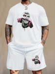 Men's Pajama Set Thirty Pattern Casual Crew Neck Short Sleeve T-Shirt & Drawstring Shorts 2-PIECE Set For Summer Home Wear