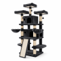 Black Multi-level Cat Tree With Double Condos Hammock Sisal Posts And Toy