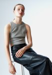 Cropped Vest Top - Grey Marl