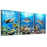 MHARTK66 Canvas Wall Art - Modern Decor For Living Room Bedroom & Office - Sea Turtle Wall Paintings - Ocean & Underwater World