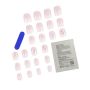 24 Pieces Coffin Shape Flower Detail Ombre Press-on Nail Set - Pink/white