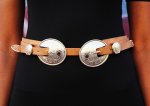 Tan & Gold Round Rodeo Double Buckle - Xs s