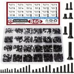 250PCS 860PCS Small Computer Screws Assortment Kit Black Tiny Eyeglass Screws M1.2 M1.4 M1.7 M2 M2.5 M3 PC & Laptop SSD Hard Dri