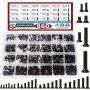 250PCS/860PCS Small Computer Screws Assortment Kit Black Tiny Eyeglass Screws M1.2 M1.4 M1.7 M2 M2.5 M3 PC & Laptop SSD Hard Drive Cpu Cooler