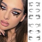 Waterproof Temporary Eye Tattoo Stickers For Women - 3/4 Pairs Of Black Eyeliner Eyeshadow And Lash Designs With Flower Butterfl