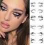 Waterproof Temporary Eye Tattoo Stickers For Women - 3/4 Pairs Of Black Eyeliner Eyeshadow And Lash Designs With Flower Butterfly Heart Feather Accents Oblong