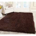 Plush Smte 150 X 180CM Fluffy Carpet Shaggy & Foldable Rugs Brown With Keychain