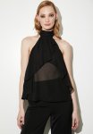 Sheer Layered Halter - Black
