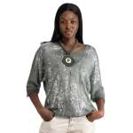Silver Foil Print Overdyed Top - Olive Free