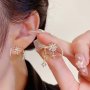 1 Pair Sparkling Star Earrings Fashion Stud Earrings With Artificial Crystal Decor Ideal For Party And Daily Wear
