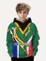 South Africa Themed Kids' Hoodie - Spring/autumn Collection - 3D Printed Long Sleeve Relaxed Fit Polyester Blend Suitable For Ages 12 And Under