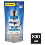 Comfort Water Lily & Vanilla Concentrated Fabric Conditioner Refill 800ML