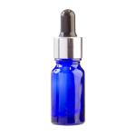 10ML Blue Glass Aromatherapy Bottle With Pipette - Black & Silver Collar 18 60