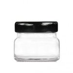 28ML Clear Glass Jar With Black Metal Lid 43MM Twist