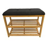 Shoe Storage Bench 2-TIER Racks Bamboo Charcoal Seat