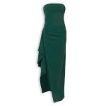 Emerald Lurex Strapless Maxi Dress