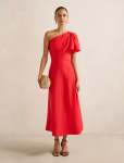 Mattea Petite One Shoulder Midi Dress - 16 Bright Red