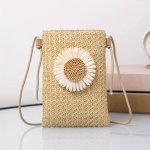 Fashionable MINI Crossbody Bag Elegant Geometric Pattern Bag With Flower Accent Lightweight Urban Style Bag For Beach And Vacati