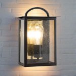 Miso Single Metal And Glass Outdoor Wall Light Black