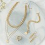 5pcs Earrings Necklace Bracelet Plus Ring Trendy Cuban Chain Design Multi Layer Necklace Match Daily Outfits Party Accessories For Cool Female