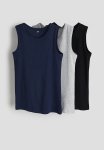 3-PACK Cotton Jersey Vest Tops - Multi