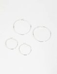 Silver Mixed Size Hoop Earrings 2-PACK