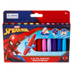 Disney Spiderman 12 Plastic Crayons Twin Tip Triangular - Multi-colour
