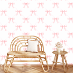 Pink Bow Wallpaper - 1.2M Wide X 3M High Non-adhesive Requires Wallpaper Glue
