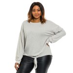 Donnay Plus Size Casual Lounge Top Tie Detail - Stone