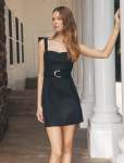 Leonora Top Stitch Column MINI Dress - 16 Black