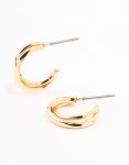 Goldair Gold Double Twisted Rope Huggie Earrings