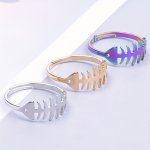 Chic Ring Fish Bone Paw Design Made Of Stainless Steel 18K Plated Suitable For Men And Women Match Daily Outfits Pick A Color