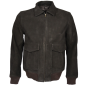 Men Dark Brown Leather Bomber Jacket - MLJBLDBNF001