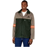 Site Premium Two-tone Polycotton Jacket - Reflective Arms - Orange Tape - Khaki 5XL