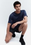 Regular Fit Sports Top With Drymove - Dark Blue patterned