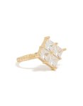 Goldair Gold Plated Cubic Zirconia Textured Square Ring - M l