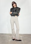 Flared Twill Trousers - Beige