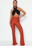 Embossed Detail Trousers - Brown