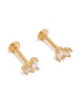Goldair Gold Plated Surgical Steel Oval & Circle Cubic Cluster Zirconia Flat Back Studs