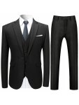 3PCS Men's Formal Suit Set Men's Formal One Button Lapel Suit Jacket + Classic Matching Vest + Pants Wedding Banquet & Business