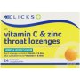 Clicks Vitamin C & Zinc Lozenges Honey & Lemon 24S